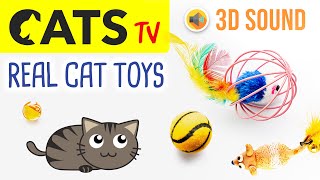 CATS TV - 5 REAL Cat Toys - 3 HOURS (Game for Cats to Watch)