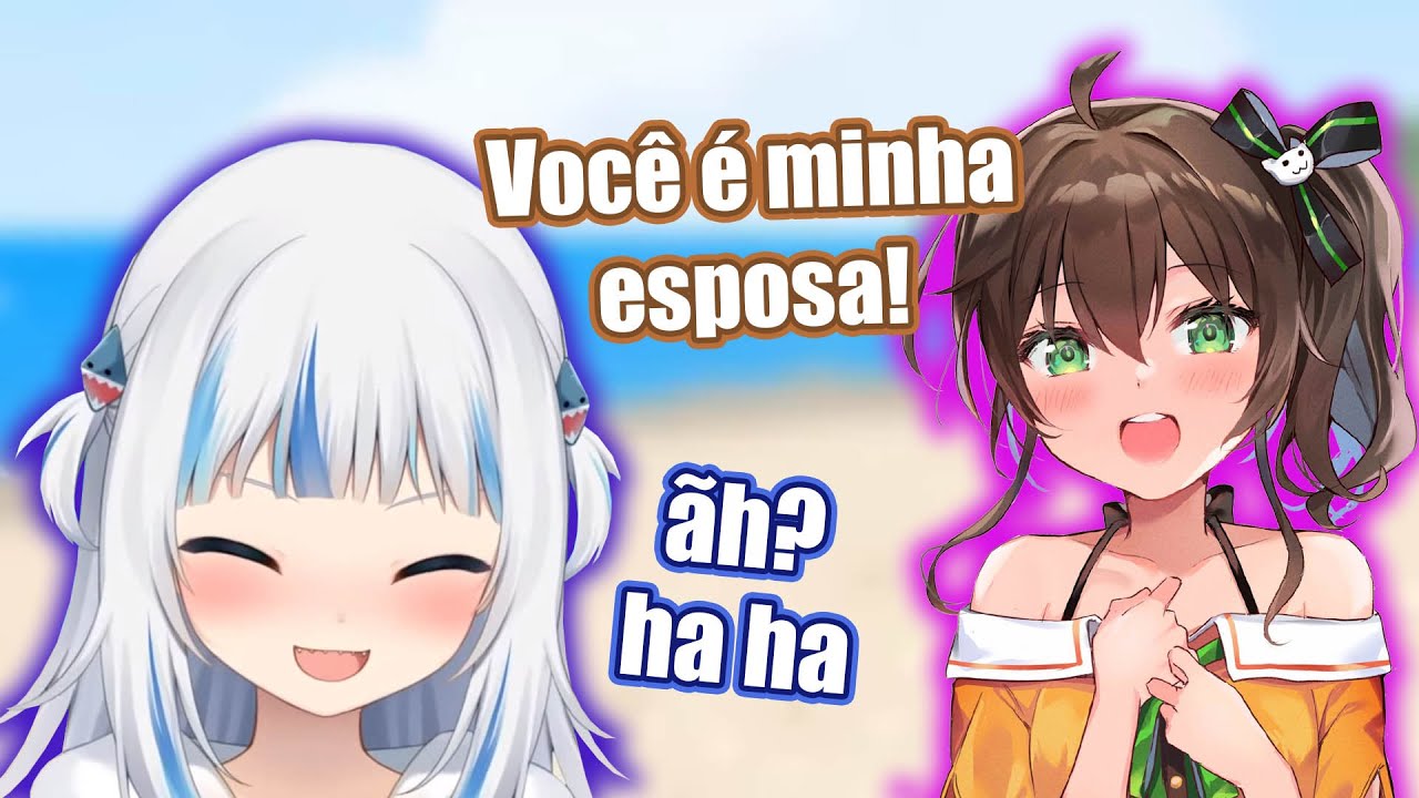 Gura fica toda envergonhada com a Matsuri a chamando de sua esposa