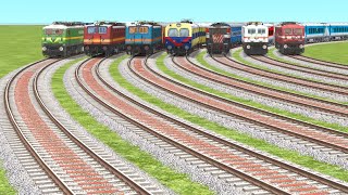 7 Train Crossing On Curved Branched Railroad Track | Curved Track | Indian Railways