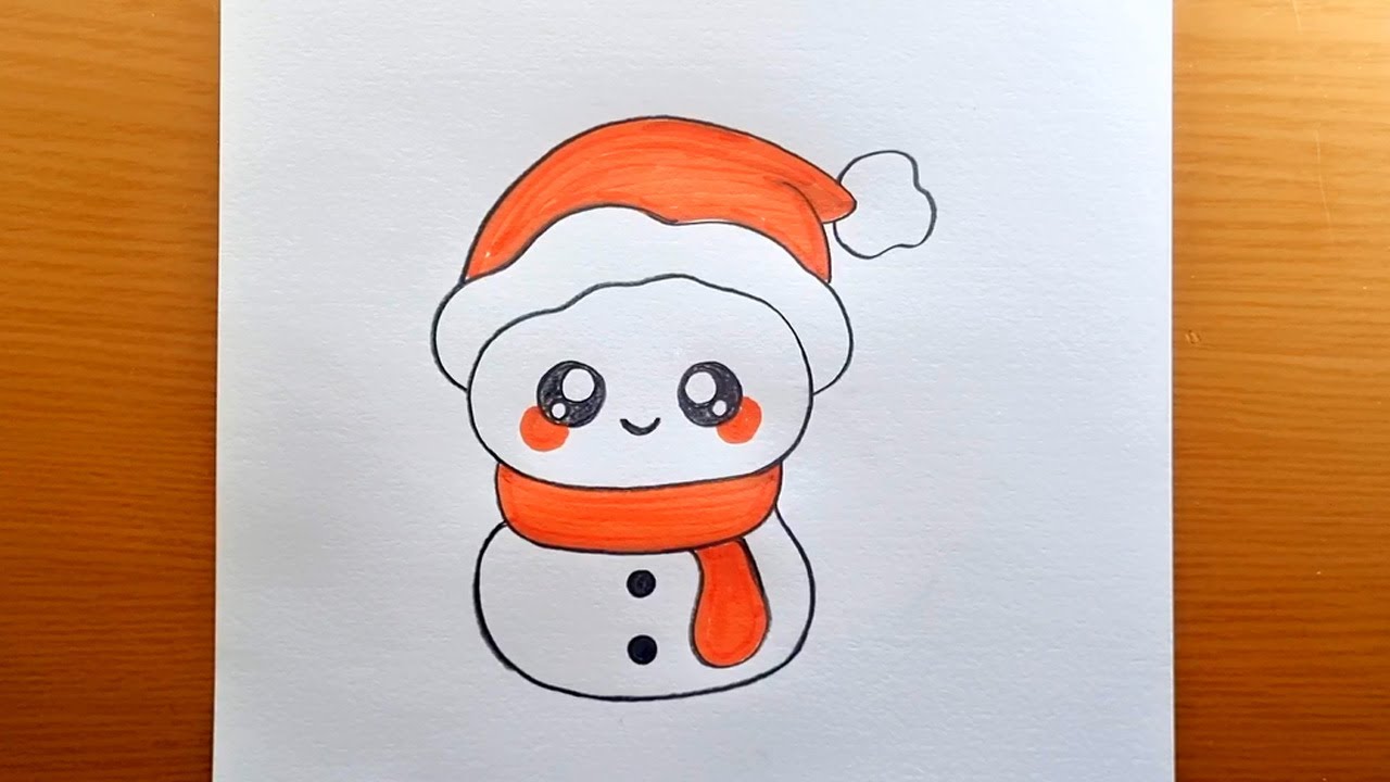 COME DISEGNARE UN PUPAZZO DI NEVE DI NATALE KAWAII FACILE ⛄🎄 DISEGNI DI NATALE