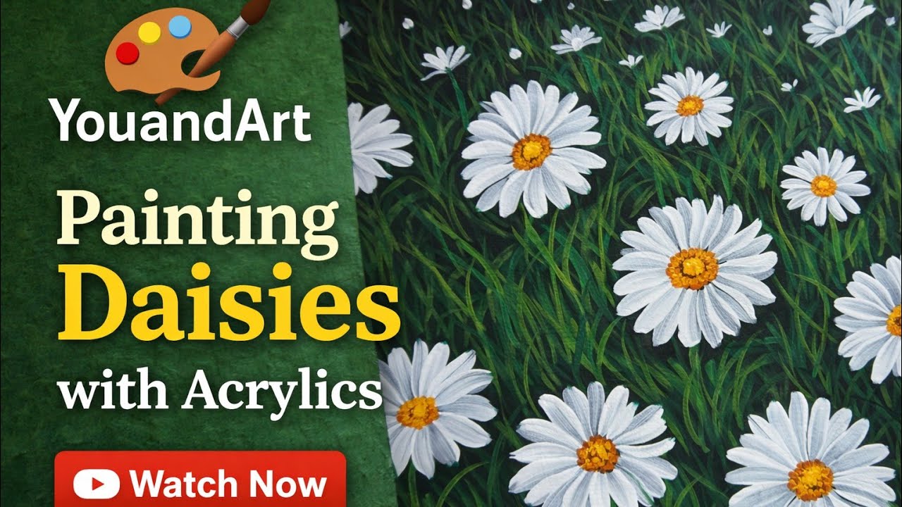 How to Paint Daisy Flowers | Easy Acrylic Painting for Beginners | # ...