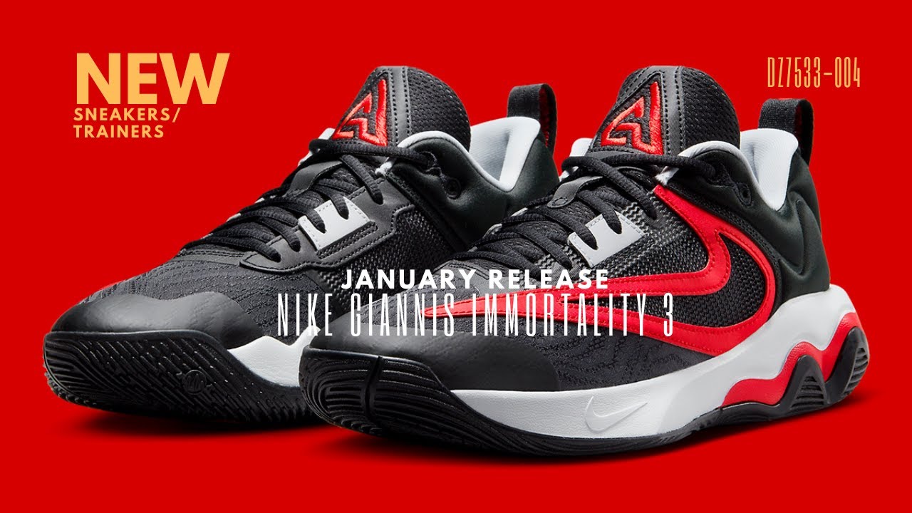 Nike Giannis Immortality 3 Shoes Mens Size 8 Black Red White Sneakers DZ7533-004 Nike Giannis Immortality 3 Black Red Basketball Shoes DZ7533  main image 3