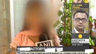 Telgu Actor Carried Out A Strip Protest Alleging Ual Exploitation