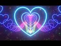 Fly Through Rainbow Neon Glowing Triple Heart Endless Wave 3D Tunnel 4K VJ Loop Motion Background