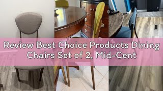 Review Best Choice Products Dining Chairs Set of 2, Mid-Century Modern Upholstered Wood, Armless w/S