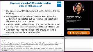Full Generic Drug Labeling Recommendations for High Quality Submissions 4of28 Generic Drugs Forum 2020 News