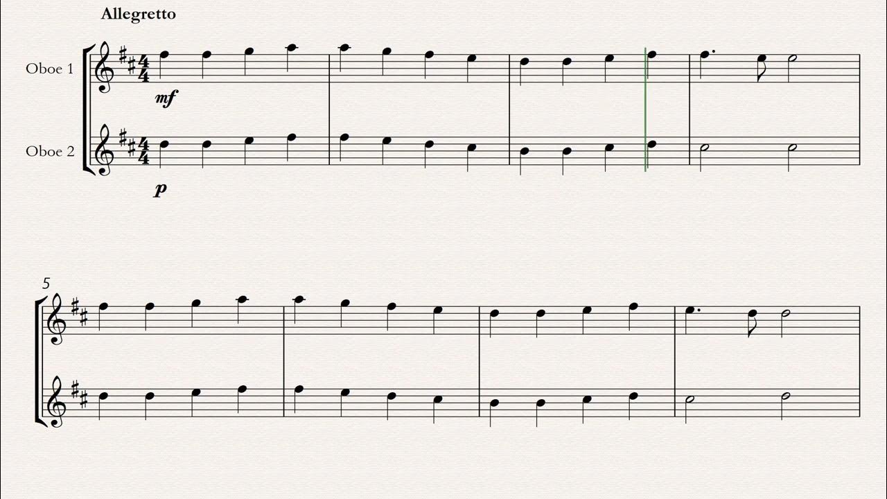 ode to joy for oboe duet for beginners sheet music in d YouTube