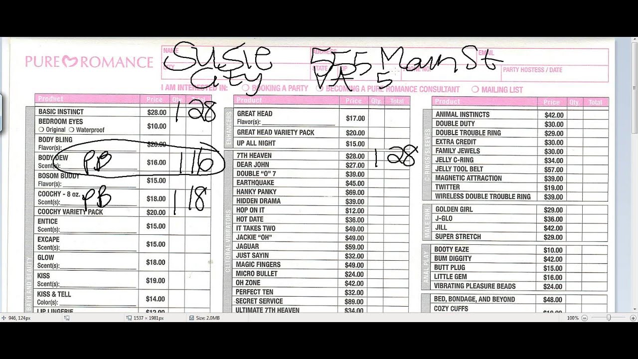 how to fill in an orderform youtube pure romance order form
