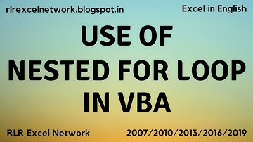 366* Learn VBA - Use of Nested For Loop in VBA Part-28 {English}