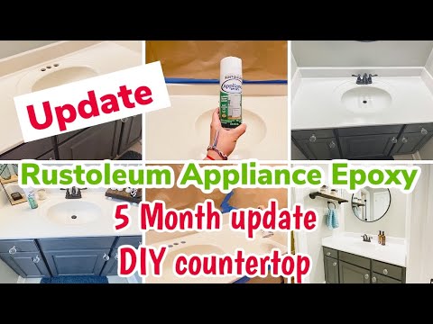 RUSTOLEUM APPLIANCE EPOXY PAINT HOW TO EPOXY YOUR BATHROOM COUNTERTOP/FIVE  MONTH UPDATE/DIY MAKEOVER 