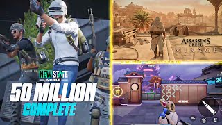 NEW STATE MOBILE 50 MILLION COMPETE | ASSASSIN'S CREED MIRAGE GAMEPLAY | VALORANT MOBILE BETA 🔥