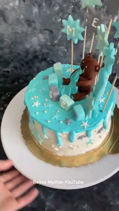 Erkek bebekler için doğum günü pastası🤗 #pastry #chefcake #shots