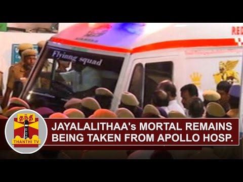 jayalalithaa's-mortal-remains-being-taken-from-apollo-hospital-to-poes-garden-residence-|-thanthi-tv