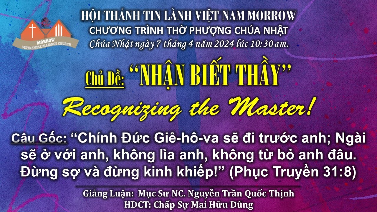 CHƯƠNG TRÌNH THỜ PHƯỢNG - SÁNG CHÚA NHẬT ngày 7 tháng 4 năm 2024
