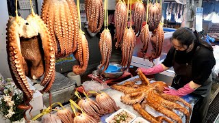 Korean food Giant octopus Sashimi Cutting, Seafood, korean street food Best4
