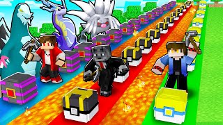 CORRIDA de LUCKY PIXELMON com POKEMON INICIAL vs LENDARIO vs ULTRA BEAST no MINECRAFT