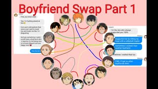 Boyfriend challenge: Boyfriend Swap - Part 1 I Haikyuu texts I Group texts (Rare ships)