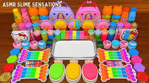 🌈ASMR RAINBOW | Mixing Random Things into GLOSSY Slime | Satisfying Slime Video #33 #slime #asmr