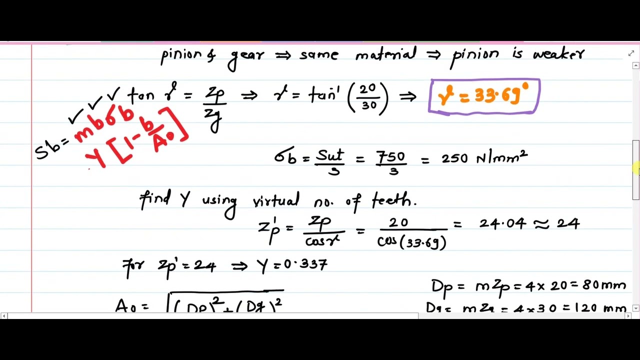 Machine Design Bevel Gear Numerical Problem 1
