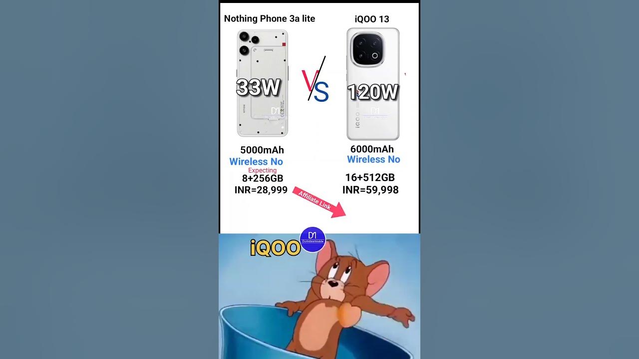 iQOO 13 Vs Nothing Phone 3a lite Battery Compare - YouTube