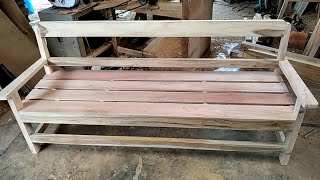 Ternyata begini teknik tukang kayu ini Membuat kursi panjang dari kayu sepihan