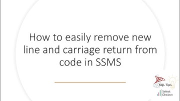 SQL Tips remove carriage returns and new lines in SSMS