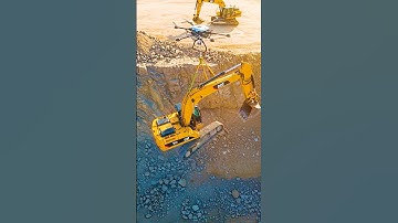 Amazing! Super large drone is lifting a Huge Excavator  It Fallen Down #shorts #excavator #drone