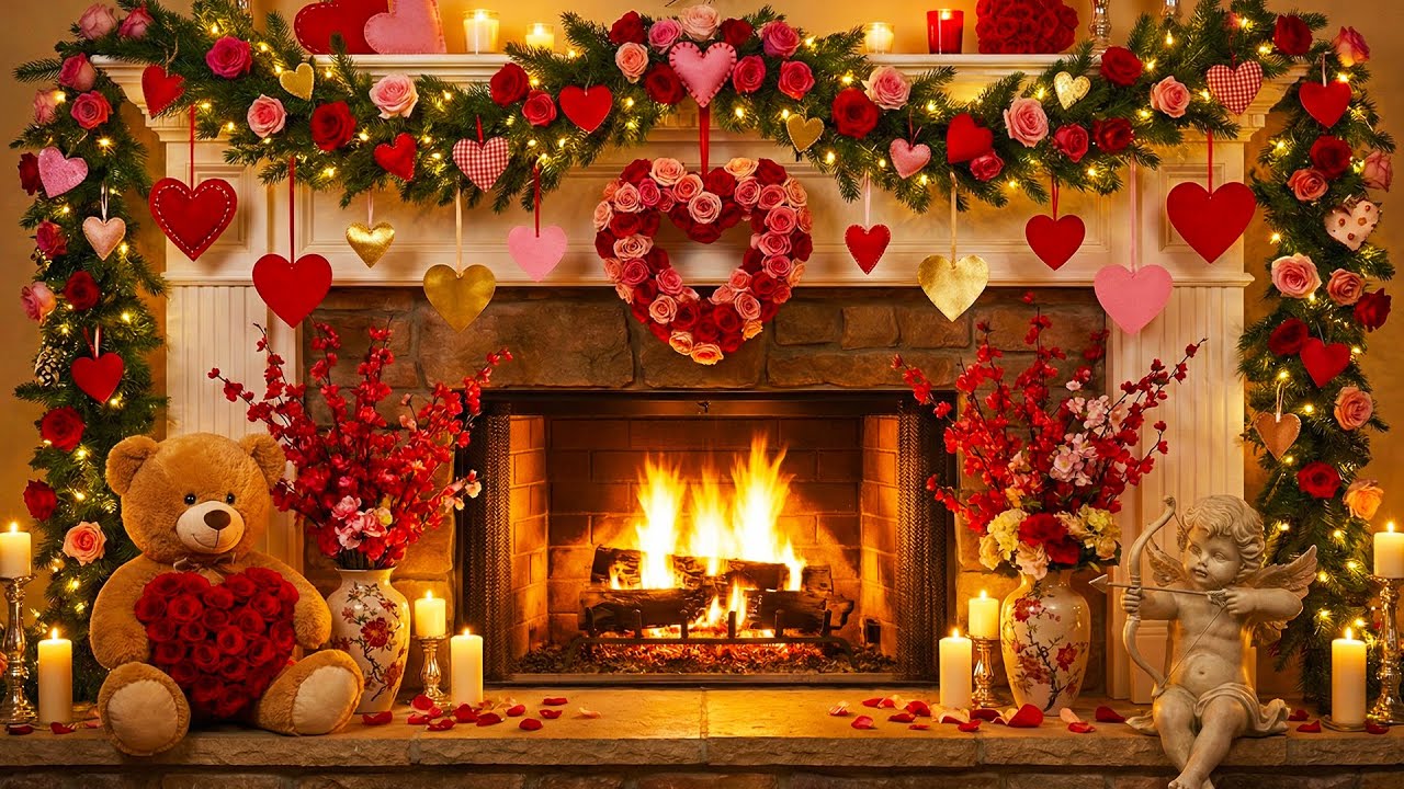 Cozy Romantic Valentine's Day 2026 Fireplaces 🌹 Cozy Vibes 💕 🌹 Happy Valentine's Day 💝