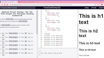 Learn Applied Visual Design  Set the font weight for Multiple Heading Elements   freeCodeCamp org