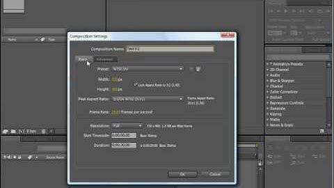 After Effects CS4: Creating a new composition