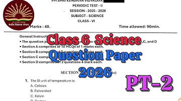 Class6 Science PT2 Question Paper 2026| Class6 Science PT2 Sample Paper 2026| #pt2questionpaper2026