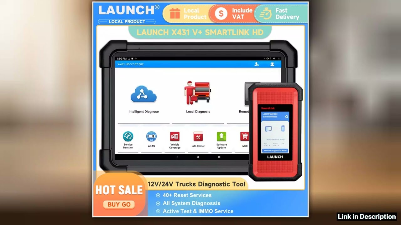LAUNCH X431 V SmartLink HD Heavy Duty Trucks Diagnostic Tools Commercial Vehicle All System 40 Rese