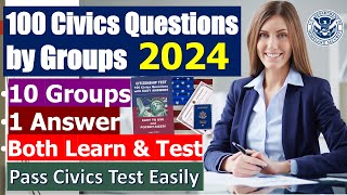 Achieve US Citizenship 2024 | Master the 100 Civics Questions the Easy and Fast Way by 10 groups