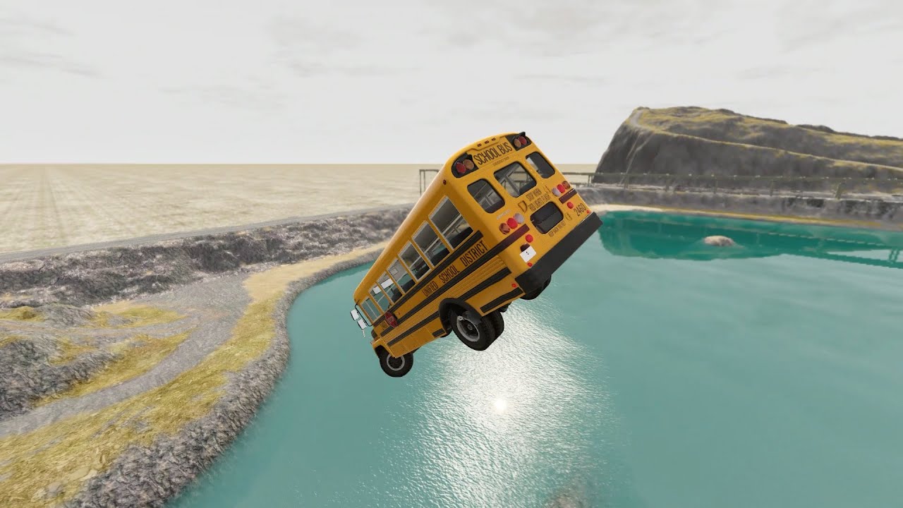 Машина против бассейна: прыжок через погрузчик на холме | BeamNG Drive