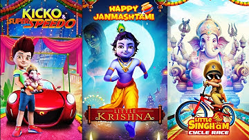 Kicko and Super Speedo vs Little Krishna vs Little Singham Cycle Race - New Update Gameplay