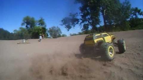 Summit and Stampede tearing up the dirt with go pro camera