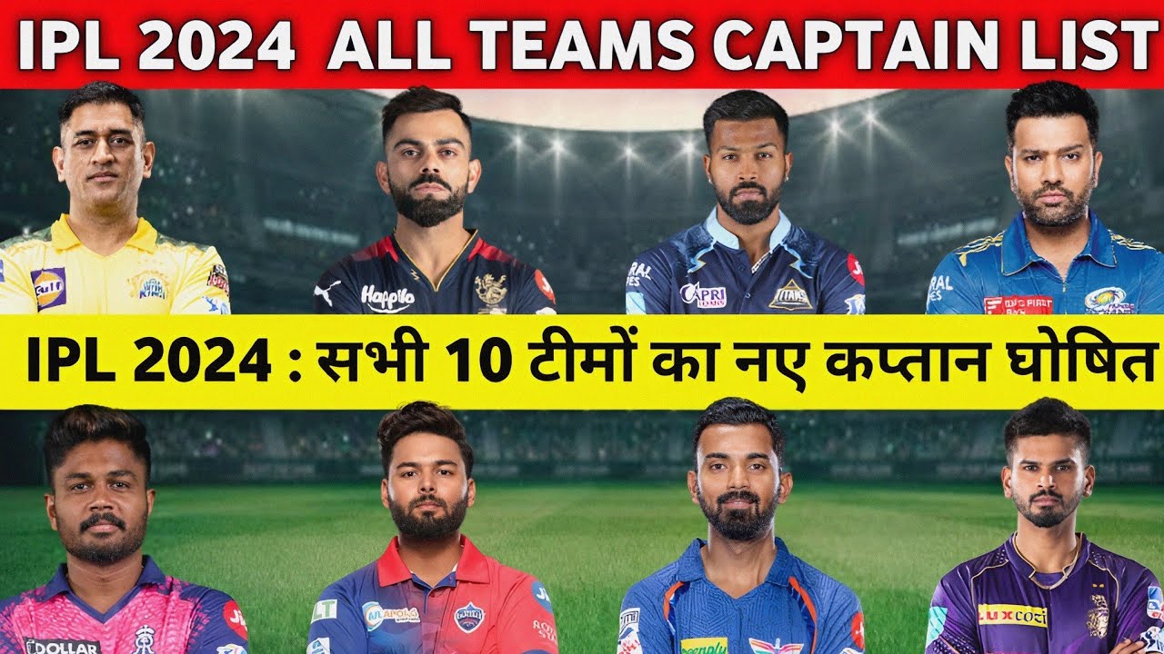 IPL 2024 All 10 Teams Confirmed Captain List IPL 2024 New Captain