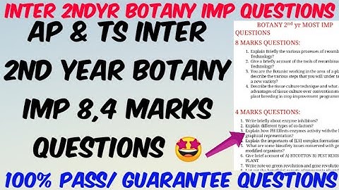 Inter 2nd yr Botany imp questions for inter Exams 2022//Botany 2nd yr imp Questions/💯 Pass Questions