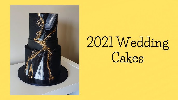 Marbleized, Gold and Black Fondant with Orchid - Empire Cake