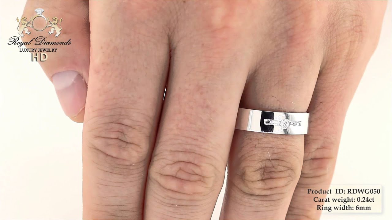 Verighetainel Barbat Aur Alb 18kt Cu Diamant Rotund 4 Diamante