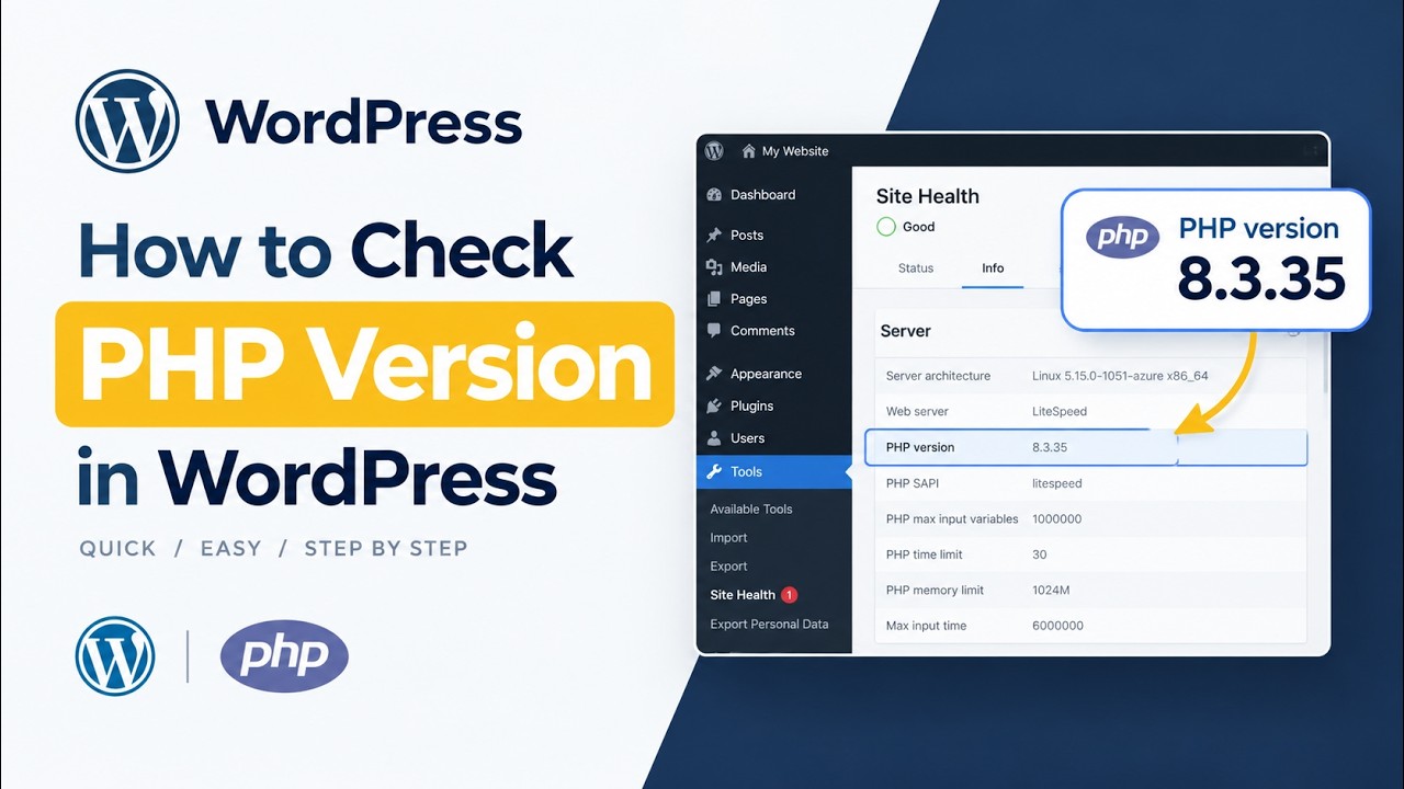 How to Check PHP Version in WordPress (2026 Tutorial) #php - YouTube