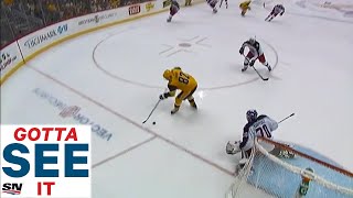 Famous GOTTA SEE IT:  Penguins' Sidney Crosby No Look Backhand Pass Sets Up Guentzel Wealth