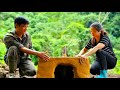 Build a stove with soil and stone