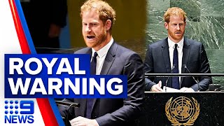 Prince Harry addresses UN, calls for action on global 'assault on democracy' | 9 News Australia
