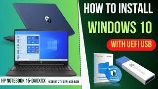 How to Install Windows 10 from Uefi/Gpt USB | Hp Notebook 15-da0xxx | uefi boot settings | 2023