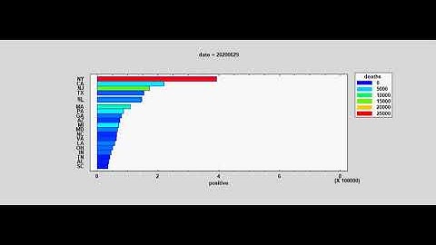 Dynamic Pareto Charts Showing Positive Cases and Deaths from COVID-19 by State