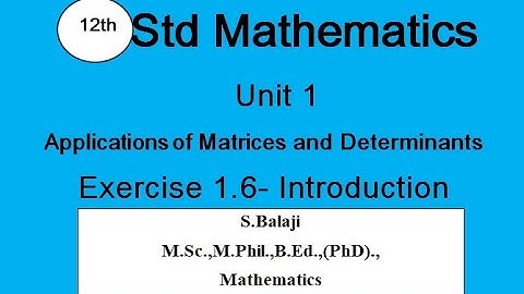 12th Maths || Unit 1 || Ex 1.6 || Introduction