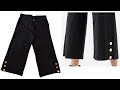 Very Easy women Palazzo Pant with Side Buttons Cutting and Sewing || Flaired Pant with buttons