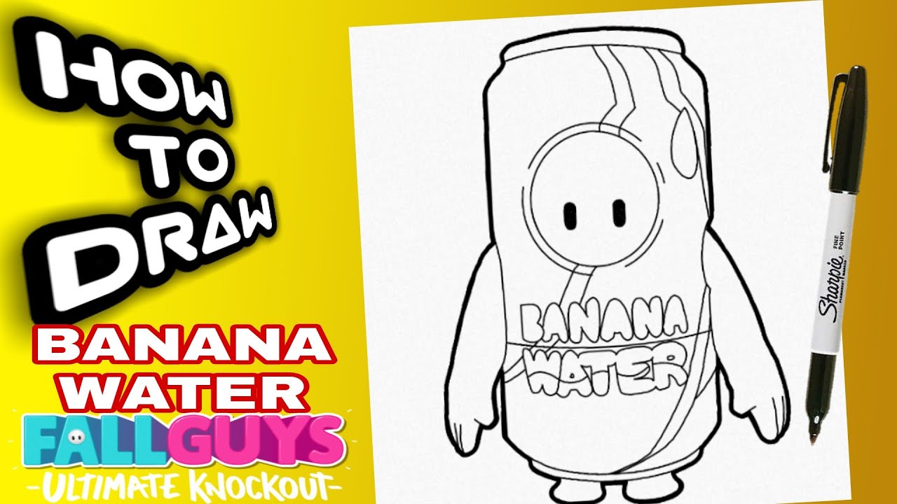 How To Draw Fall Guys Banana Water Fall Guys Drawings Step By Step