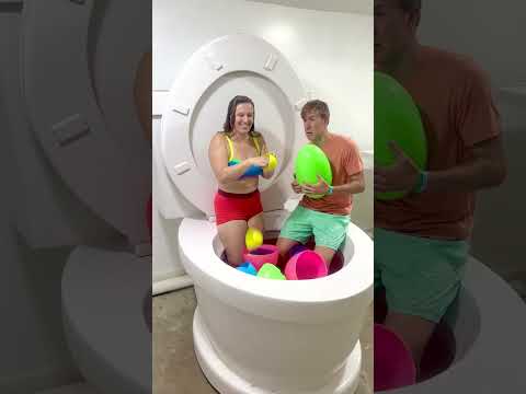 Surprise Egg Party Game Challenge In Worlds Largest Red Pool Toilet With Huge Prize Shorts